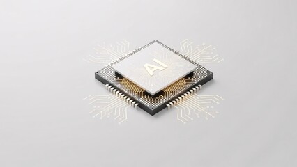 Artificial intelligence microchip on white background for technology concepts