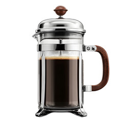 French press coffee maker with a glass body, isolated on a transparent background
