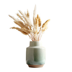 Light beige pampas grass in a light brown wooden vase
