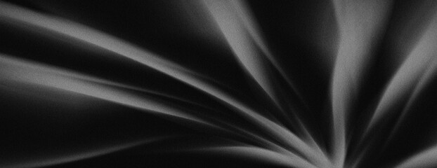 Fototapeta premium Smoothly curved lines of light on a grainy noise textured abstract black background