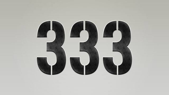 3D Bold metal number 333 on silver background.