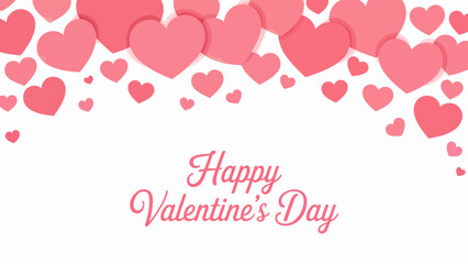 Happy Valentines Day Card with Red Hearts Greeting