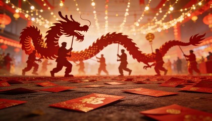 Obraz premium Lunar new year celebration city streets cultural event festive atmosphere