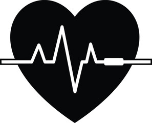 PrinSimple Black Icon of Heartbeat Pulse Rate and Health