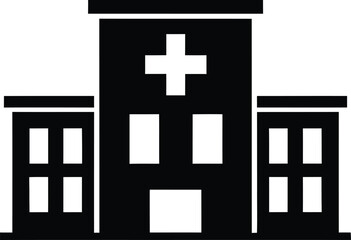 Medical Facility Icon Hospital Sign Health Care Building Silhouette