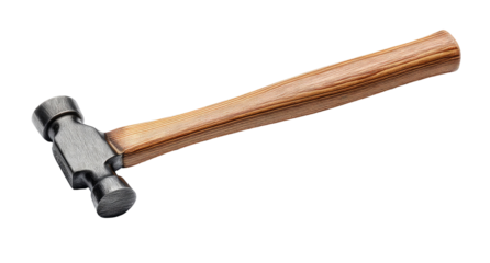 High-Quality Ball Peen Hammer with Wooden Handle Isolated on Transparent Background