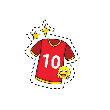 Red Football Jersey Icon Number 10 and Small Mascot