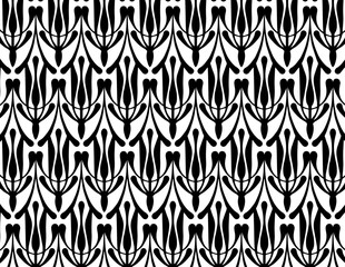 black and white seamless pattern with flowers
