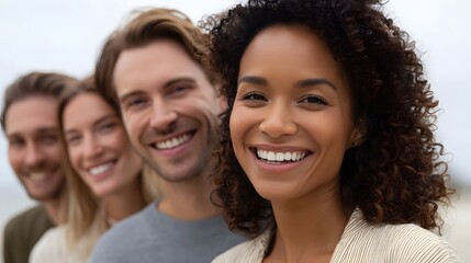 Obraz premium A diverse group of friends sharing a moment of joy and laughter outdoors