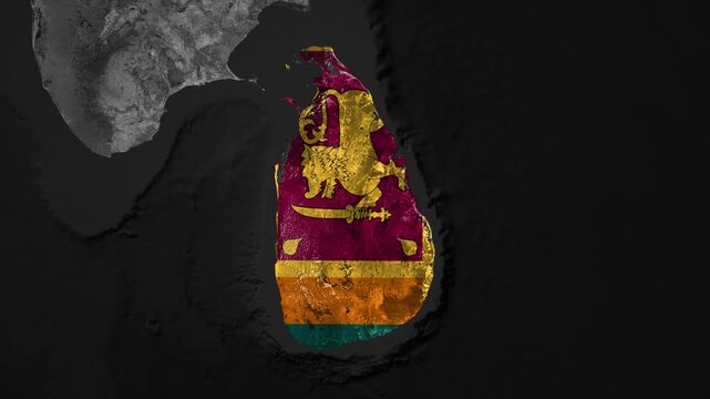 Zoom from Earth to Sri Lanka. (Country Flag) Documentary map animation. 3d satellite world map animation highlights country border views, tourism, and travel. 4k