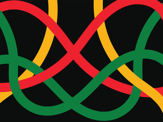 Abstract interlocking waves background in Pan-African colors for Black History Month