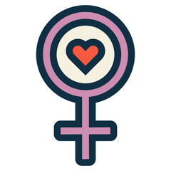 women female symbol with love shape icon