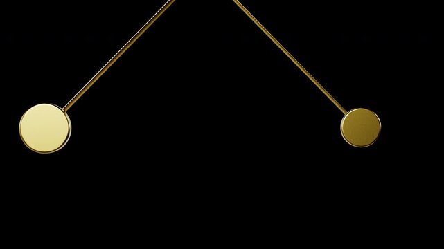 Double Golden Pendulums Swinging in Rhythm - Hypnotic Loop Animation