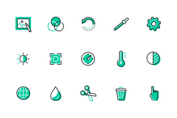 Photo correction - set of line design style icons