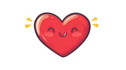 Cute cartoon heart illustration with rounded edges and bright colors playful romantic love symbol on transparent background
