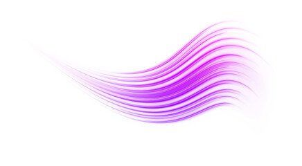 Purple light wave slides forward as a soft line in a glowing png with speed and blue motion. Wind pressure forces the shape to twist while particles twirl and spread a smooth violet swirl.