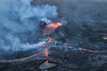 The Fagradalsfjall volcano crater and lava field at Reykjanes, Iceland © winterfull pictures