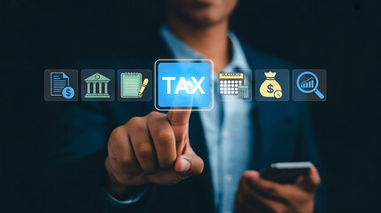 Digital tax management dashboard with financial data analytics and business reporting