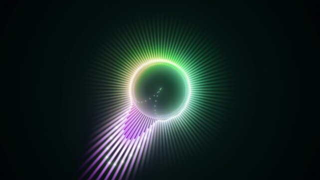 Dynamic 3d render of an abstract orb with multicolor visualizer for modern music and vj content, 4k.