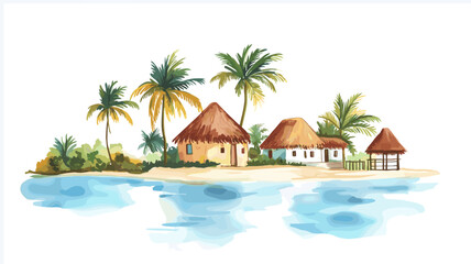 Obraz premium Isla Mujeres. Isla Mujeres hand drawn watercolor illustration
