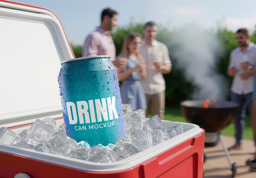 Outdoor Cooler Beverage Can Mockup
