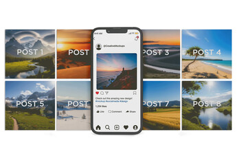 Screen Phone Social Media Posts Mockup