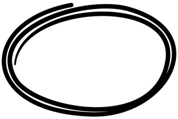 Hand drawn marker circle oval line frame, emphasis important content, accent