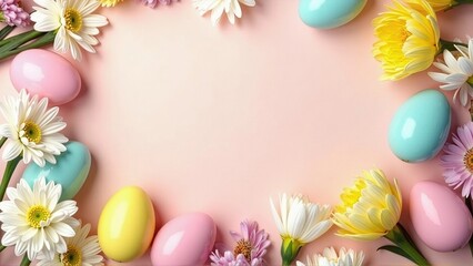 Easter Eggs and Flowers Border