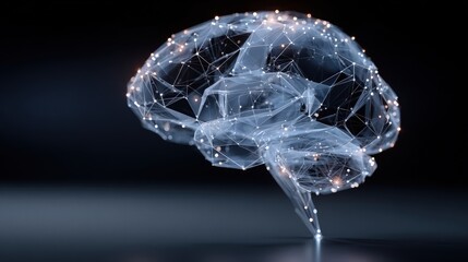 3D digital brain model made of connections representing artificial intelligence and neural networks in modern technology and science