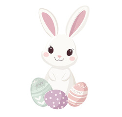 Fototapeta premium Cute Bunny with Colorful Easter Eggs for Spring Celebrations
