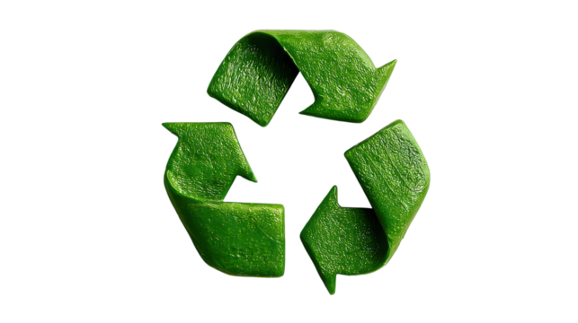 Green recycling symbol isolated on transparent background, eco-friendly concept for environmental awareness and sustainable practices - Powered by Adobe