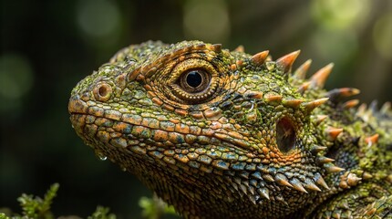 Fototapeta premium Close-up of Rare Borneo Lizard with Spiky Scales