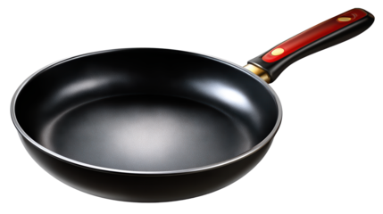 Black pan red handle cooking utensil a black pan featuring a comfortable red handle for safe gripping