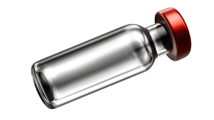 Glass bottle with red cap clear glass container featuring a vibrant red closure perfect for storage or display