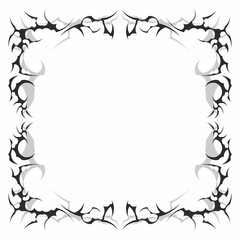 Neo tribal frames, cyber y2k gothic style sharp, symmetrical shape, dark abstract borders vector design template