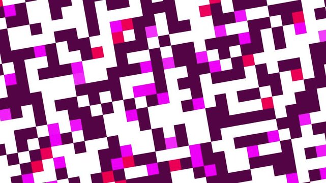 Abstract purple digital pixel pattern with geometric glitch texture background.