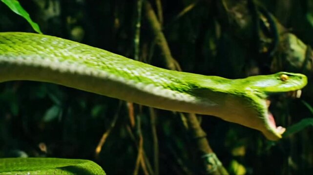 Green snake attack 
