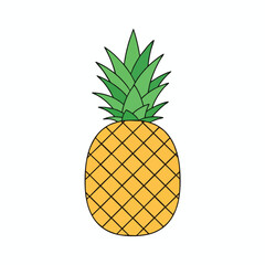 Vibrant Yellow Pineapple Illustration