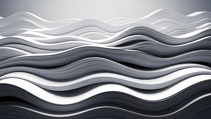 Abstract monochromatic wavy layers creating a serene and dynamic visual experience