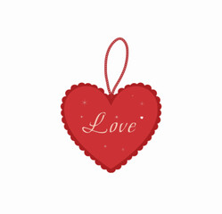 red heart ornament with love text for valentine's day