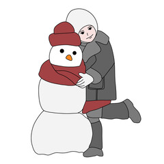 santa claus with snowman