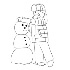 little girl and snowman