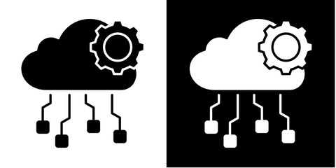 Cloud Computing  Icon Set White Glyph Style Collection