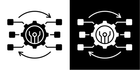 Automation  Icon Set White Glyph Style Collection