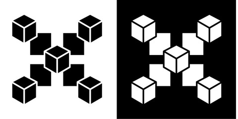 Blockchain  Icon Set White Glyph Style Collection