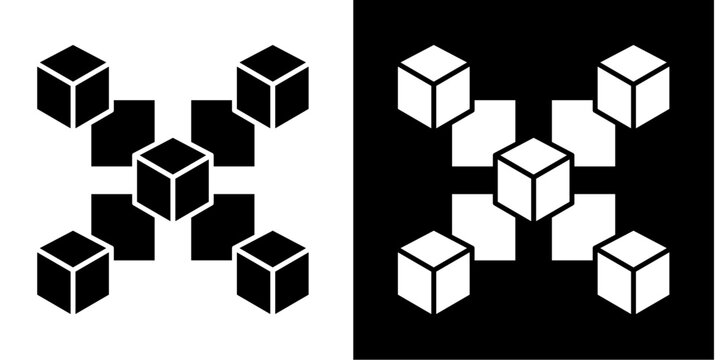 Blockchain  Icon Set White Glyph Style Collection