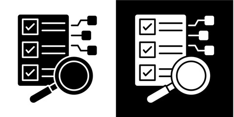Digital Audit  Icon Set White Glyph Style Collection