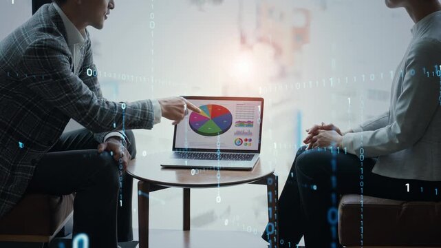 Group of business people meeting and digital technology concept