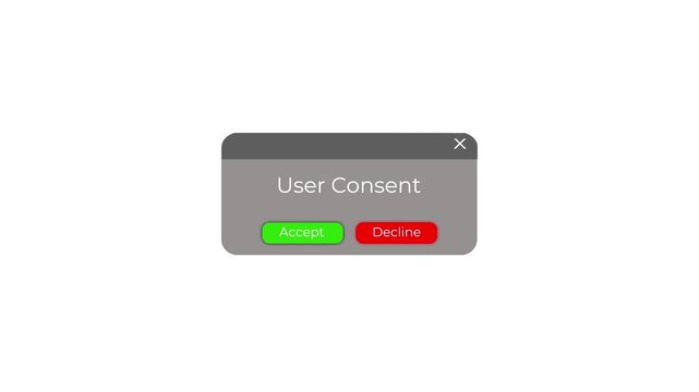 interactive user consent popup interface animation.
