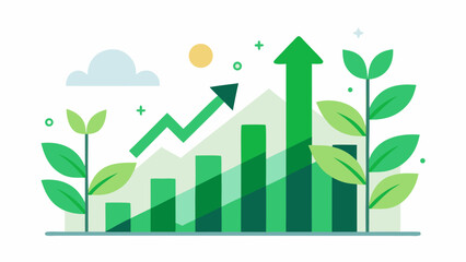 Sustainable Business Growth and Green Performance Chart Vector